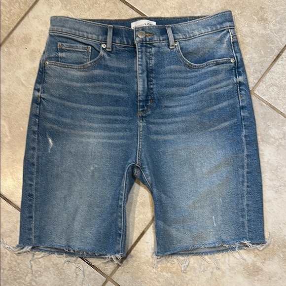 Loft High Waist Denim Longer Length Bermuda Jean Shorts 10 Jorts - Picture 1 of 7